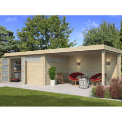 Chalet Moderne 13,8m² en bois massif 44mm+extension 400cm Gardenas