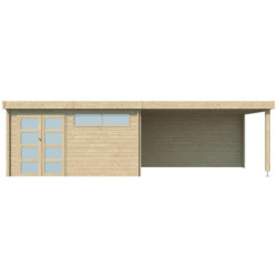Chalet Moderne 13,8m² en bois massif 44mm+extension 400cm Gardenas