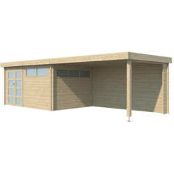 Chalet Moderne 13,8m² en bois massif 44mm+extension 400cm Gardenas