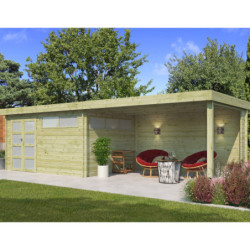 Chalet Moderne 13,8m² en bois traité 44mm+extension400cm Gardenas