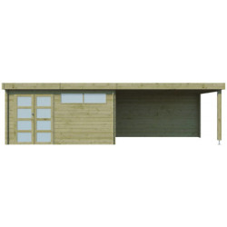 Chalet Moderne 13,8m² en bois traité 44mm+extension400cm Gardenas