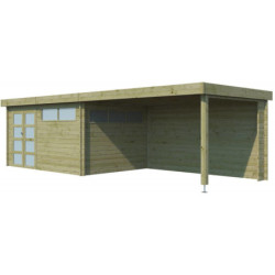 Chalet Moderne 13,8m² en bois traité 44mm+extension400cm Gardenas