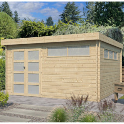 Abri Modernе 17,39m² en bois massif 44mm+porte+2 fenêtres Gardenas