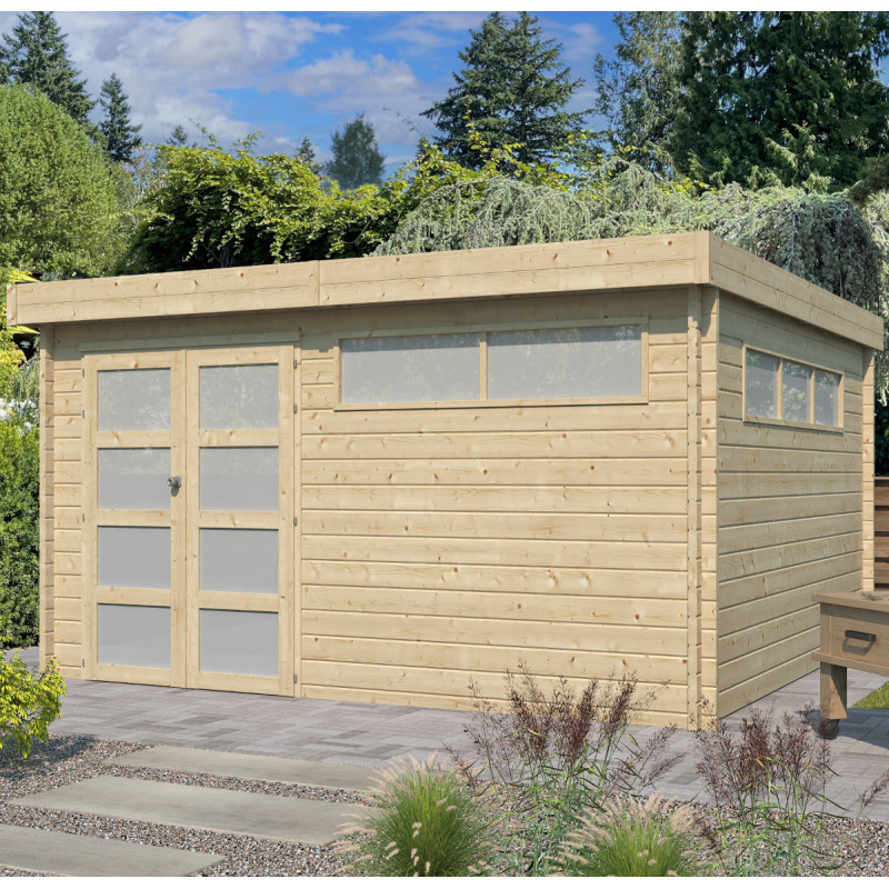 Abri Modernе 17,39m² en bois massif 44mm+porte+2 fenêtres Gardenas