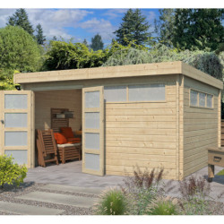 Abri Modernе 17,39m² en bois massif 44mm+porte+2 fenêtres Gardenas