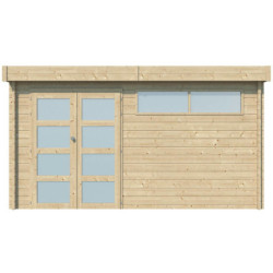 Abri Modernе 17,39m² en bois massif 44mm+porte+2 fenêtres Gardenas