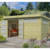 Abri Moderne 17,39m² en bois traité 44mm+porte+2 fenêtres Gardenas