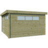 Abri Moderne 17,39m² en bois traité 44mm+porte+2 fenêtres Gardenas