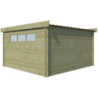 Abri Moderne 17,39m² en bois traité 44mm+porte+2 fenêtres Gardenas