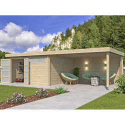 Chalet Moderne 17,39m² en bois massif 44mm+extension 400cm Gardenas