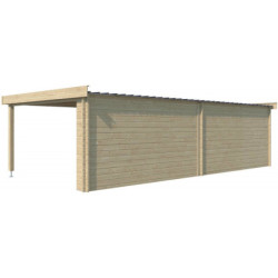 Chalet Moderne 17,39m² en bois massif 44mm+extension 400cm Gardenas