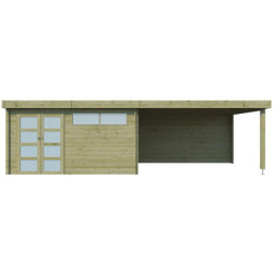 Chalet Moderne 17,39m² en bois traité 44mm+extension400cm Gardenas