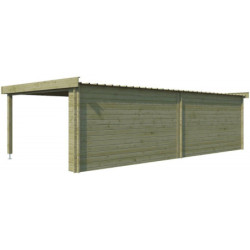 Chalet Moderne 17,39m² en bois traité 44mm+extension400cm Gardenas