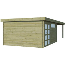 Chalet Moderne 17,39m² en bois traité 44mm+extension400cm Gardenas
