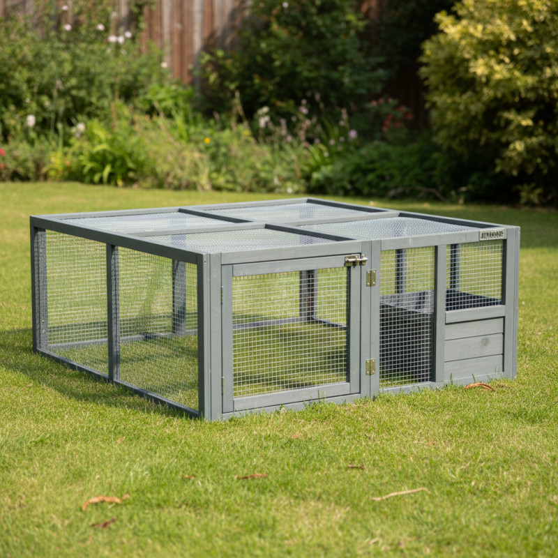 Clapier en sapin - sans sol et abri - L116cm - Run out luxe - Lifland