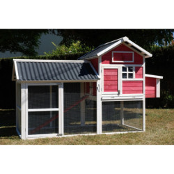 Poulailler en bois - toit en PVC - enclos grillagé - House - Lifland