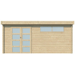 Abri Moderne 13,74m² en bois massif 44mm+porte+2 fenêtres Gardenas