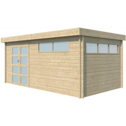 Abri Moderne 13,74m² en bois massif 44mm+porte+2 fenêtres Gardenas