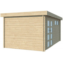 Abri Moderne 13,74m² en bois massif 44mm+porte+2 fenêtres Gardenas