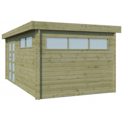 Abri Moderne 16,74m² en bois traité 44mm+porte+2 fenêtres Gardenas
