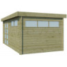 Abri Moderne 16,74m² en bois traité 44mm+porte+2 fenêtres Gardenas