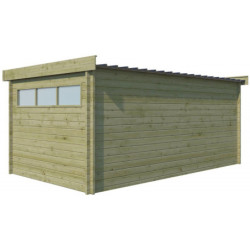 Abri Moderne 16,74m² en bois traité 44mm+porte+2 fenêtres Gardenas