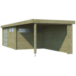 Chalet Moderne 16,74m² en bois traité 44mm+extension400cm Gardenas