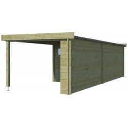 Chalet Moderne 16,74m² en bois traité 44mm+extension400cm Gardenas