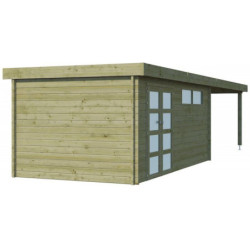 Chalet Moderne 16,74m² en bois traité 44mm+extension400cm Gardenas