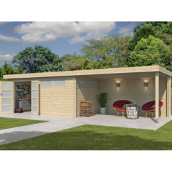 Chalet Moderne 16,74m² en bois massif 44mm+extension 400cm Gardenas