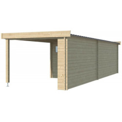 Chalet Moderne 16,74m² en bois massif 44mm+extension 400cm Gardenas