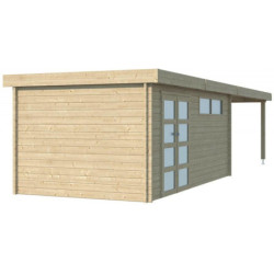 Chalet Moderne 16,74m² en bois massif 44mm+extension 400cm Gardenas