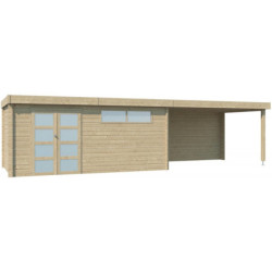 Chalet Moderne 16,74m² en bois massif 44mm+extension 400cm Gardenas