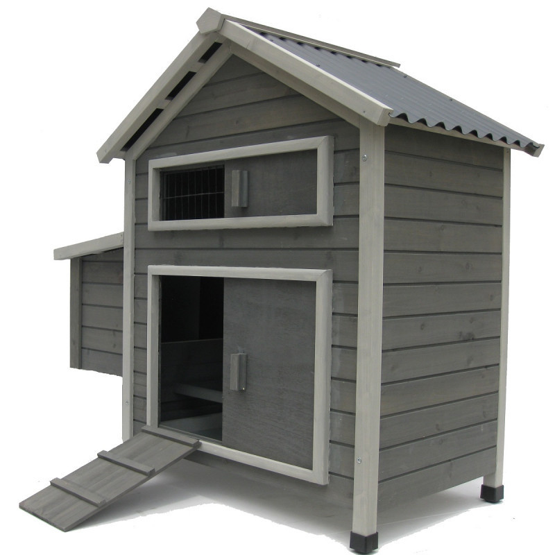 Poulailler en bois - toit en PVC - pondoir latéral - Maison des poules