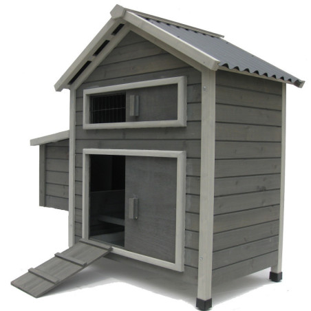 Poulailler en bois - toit en PVC - pondoir latéral - Maison des poules