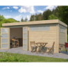 Abri Moderne 21,09m² en bois massif 44mm+porte+2 fenêtres Gardenas