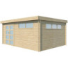 Abri Moderne 21,09m² en bois massif 44mm+porte+2 fenêtres Gardenas
