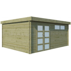Abri Moderne 21,09m² en bois traité 44mm+porte+2 fenêtres Gardenas