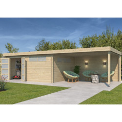 Chalet Moderne 21,09m² en bois massif 44mm+extension 400cm Gardenas