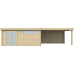 Chalet Moderne 21,09m² en bois massif 44mm+extension 400cm Gardenas