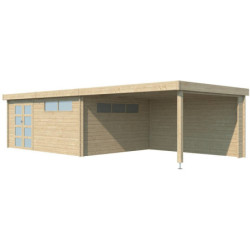 Chalet Moderne 21,09m² en bois massif 44mm+extension 400cm Gardenas