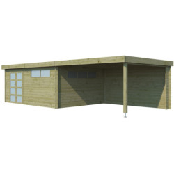 Chalet Moderne 21,09m² en bois traité 44mm+extension400cm Gardenas