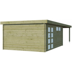 Chalet Moderne 21,09m² en bois traité 44mm+extension400cm Gardenas