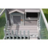 Clapier en sapin gris - espace grillagé et maison - Cottage Animals
