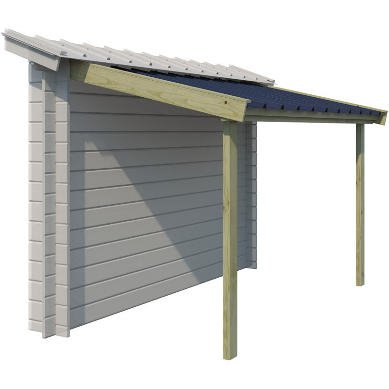 Abri bûches - Gardenas 294x140cm en bois massif et toit en acier