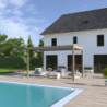 Pergola en alu aspect bois - lames blanches - store - 3x4m Ombrea