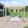 Pergola en alu aspect bois - lames blanches - store - 3x4m Ombrea