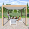 Pergola en alu aspect bois - lames blanches - store - 3x4m Ombrea
