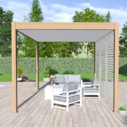 Pergola en alu aspect bois - lames blanches - store - 3x4m Ombrea