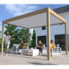 Pergola en alu aspect bois - lames blanches - store - 3x4m Ombrea